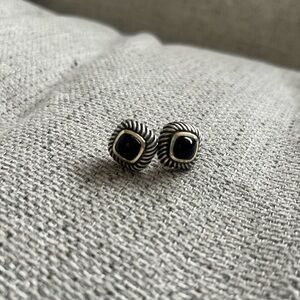 David Yurman 14K Gold & 925 Sterling Silver Albion Black Onyx Square Earrings